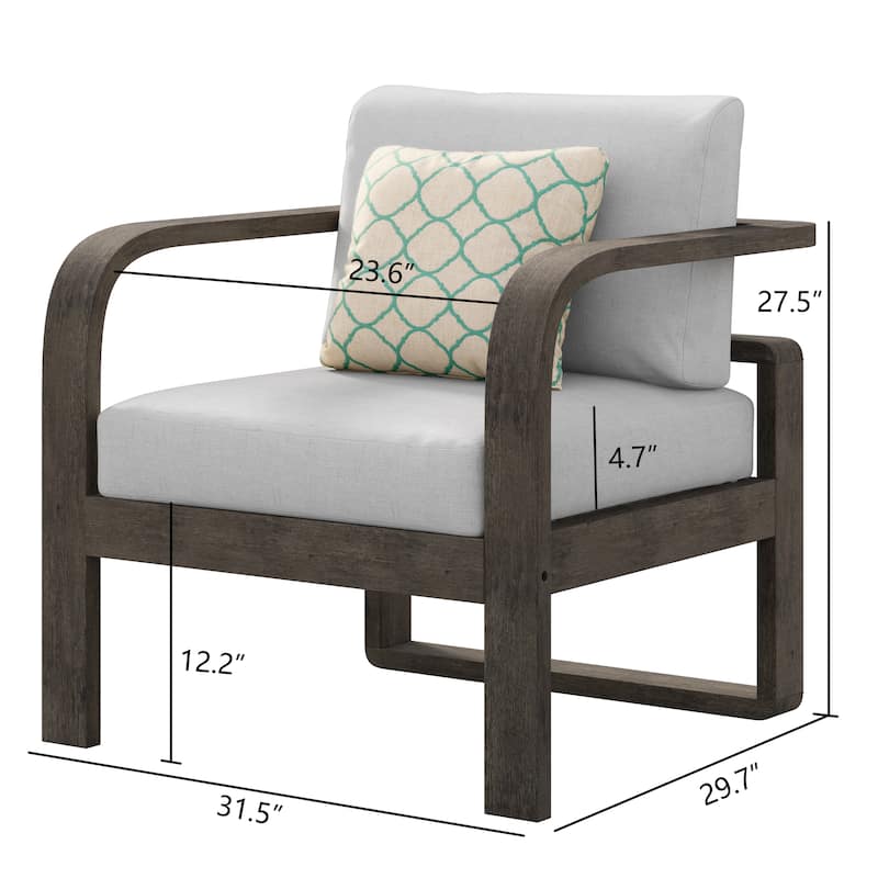 Corvus Annette Outdoor Patio Club Chair with Gray Sunbrella® Cushions