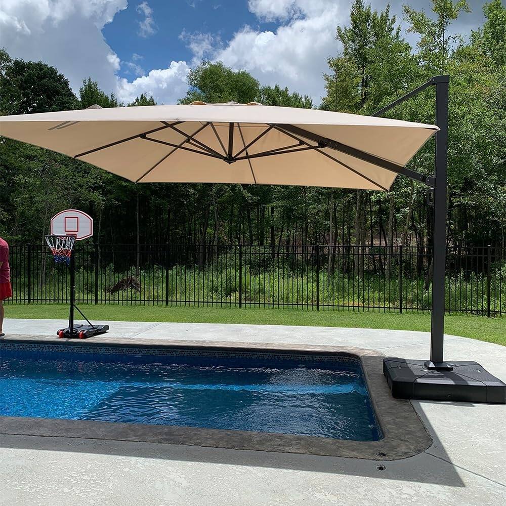 PURPLE LEAF Sturdy Heavy-duty Patio Cantilever Offset Umbrella with 360-degree Rotation