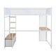 preview thumbnail 7 of 23, Full Size Gaming Loft Bed with Desk and LED Lights, Metal Loft Bed Frame w/ 3 Linen Storage Drawers, Open Wardrobe & Ladder