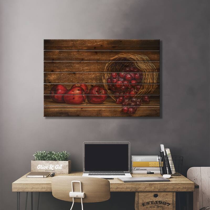 Red Print On Wood by Margareth Perfoncio - Multi-Color