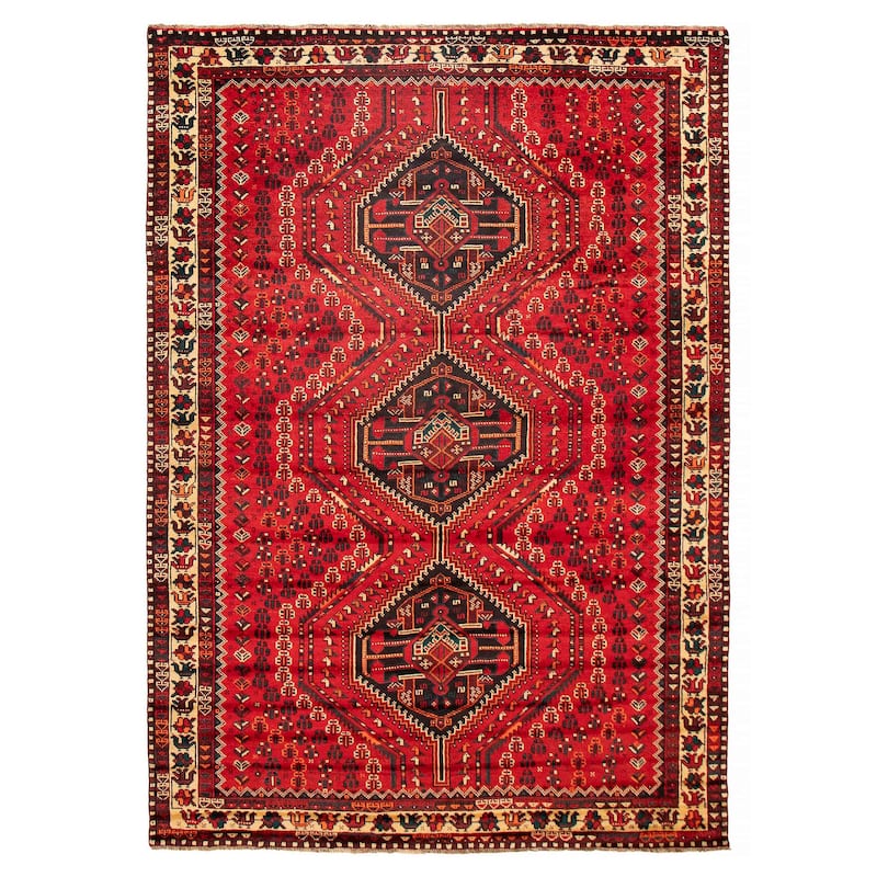 ECARPETGALLERY Hand-knotted Melis Red Wool Rug - 7'0 x 10'11 - Red - 7'0 x 10'11