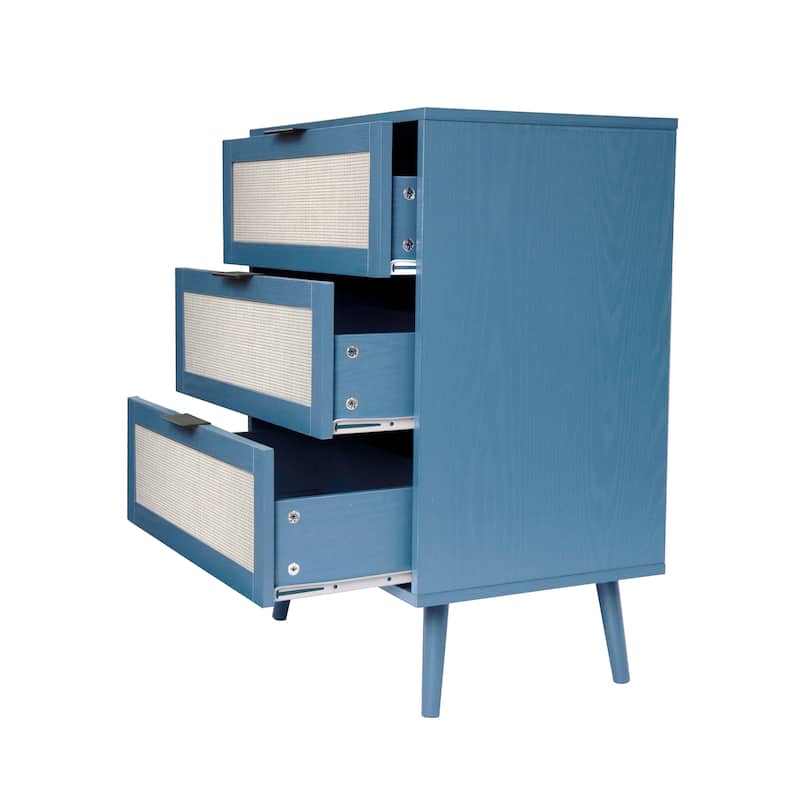 Rattan 3 Drawer Cabinet for bedroom living room