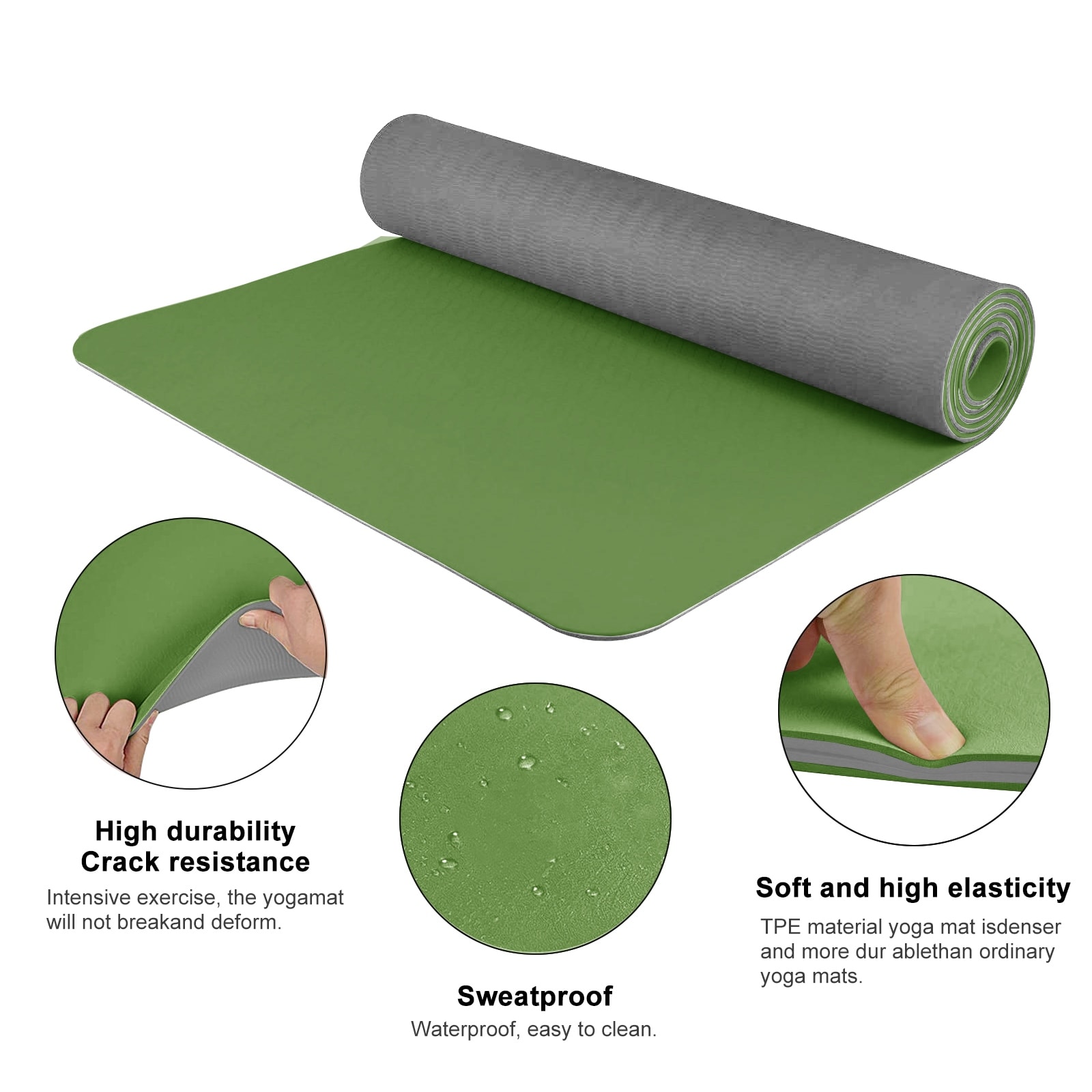 Pro Space High Density TPE Yoga Mat 72 in. L x 24 in. W x 0.24 in. Pilates  Exercise Mat Non Slip (12 sq. ft.)