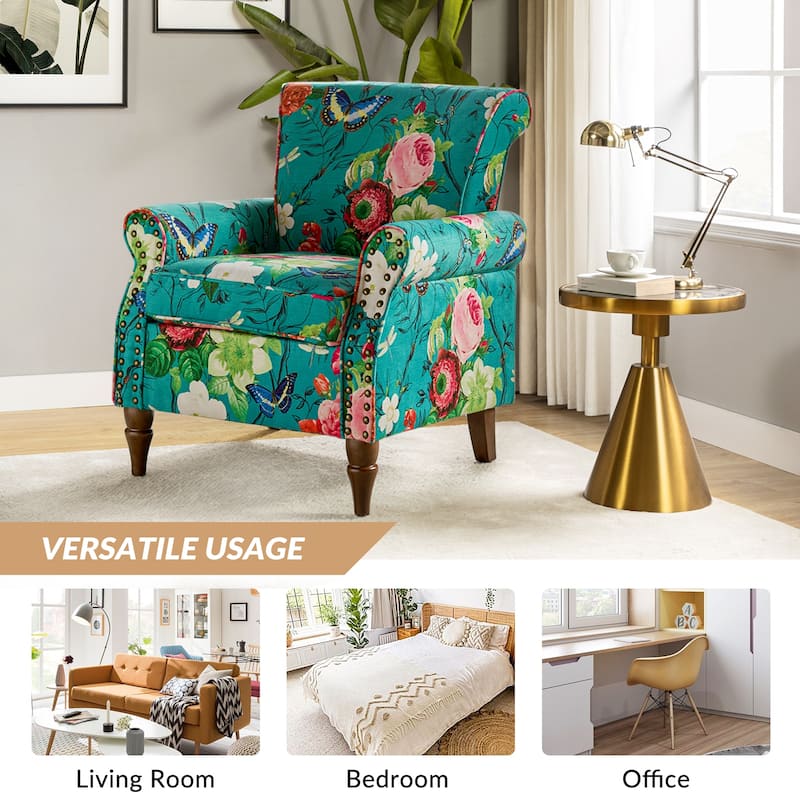 Nyctelius Nailhead Trim Traditional Accent Armchair with Rolled Arms by HULALA HOME