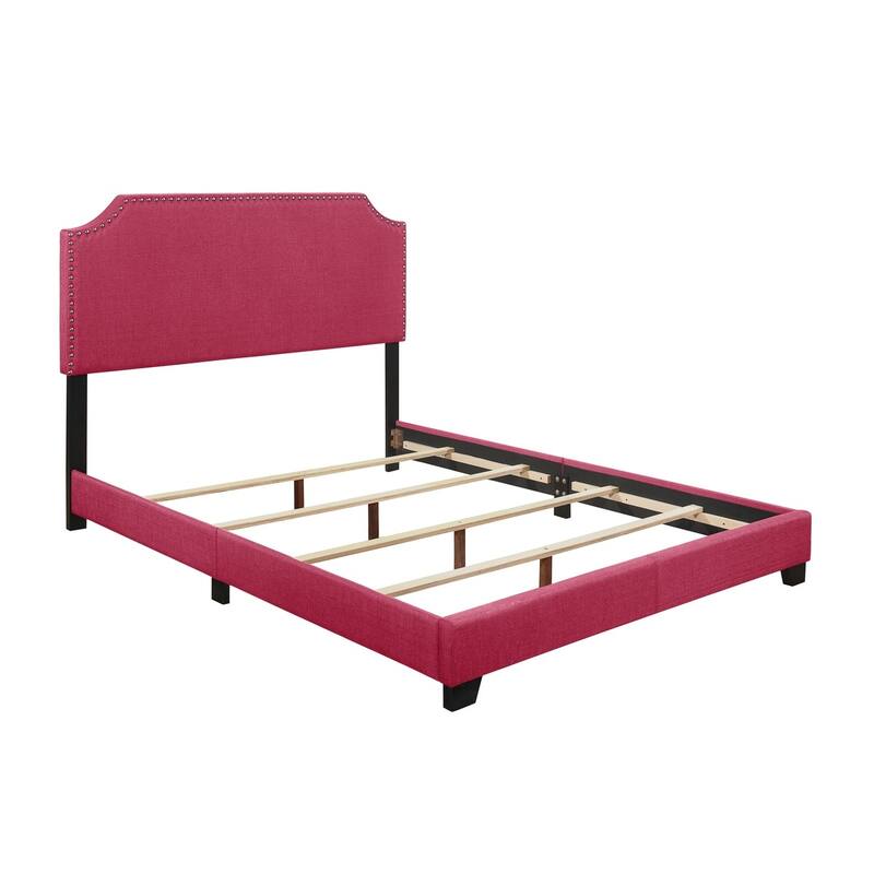 Wyman Pink Fabric Upholstered Panel Bed