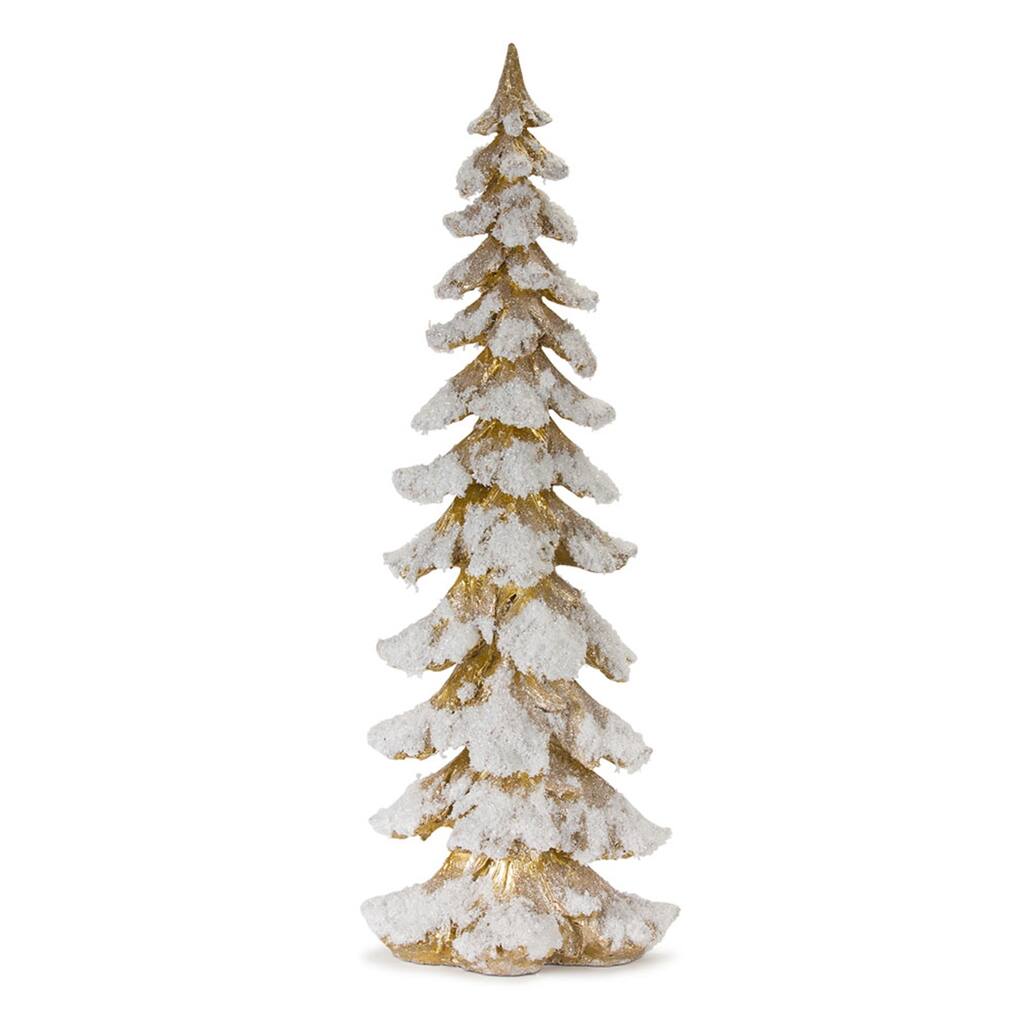 26" Gold and White Frosted Christmas Tree Tabletop Decoration