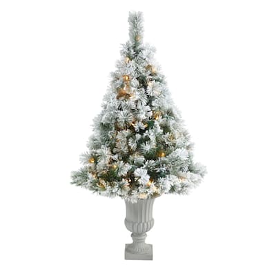56" Artificial Christmas Tree with 100 Lights in Decorative Urn