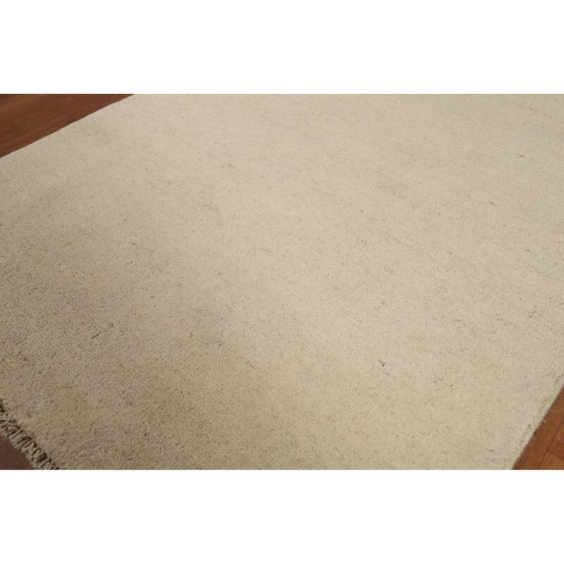 Ivory Gabbeh Modern Foyer Rug Hand-Knotted Wool Carpet - 2'9"x 4'0"