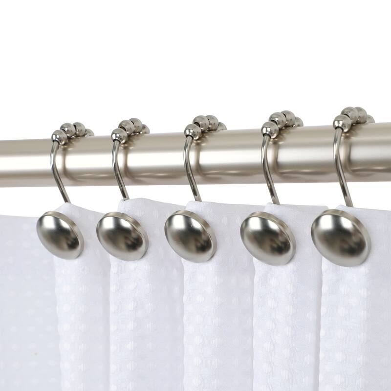 Utopia Alley Shower Hooks - Rust Resistant Roller Shower Curtain Hooks for Shower Curtain - Set of 12 - Brushed Nickel