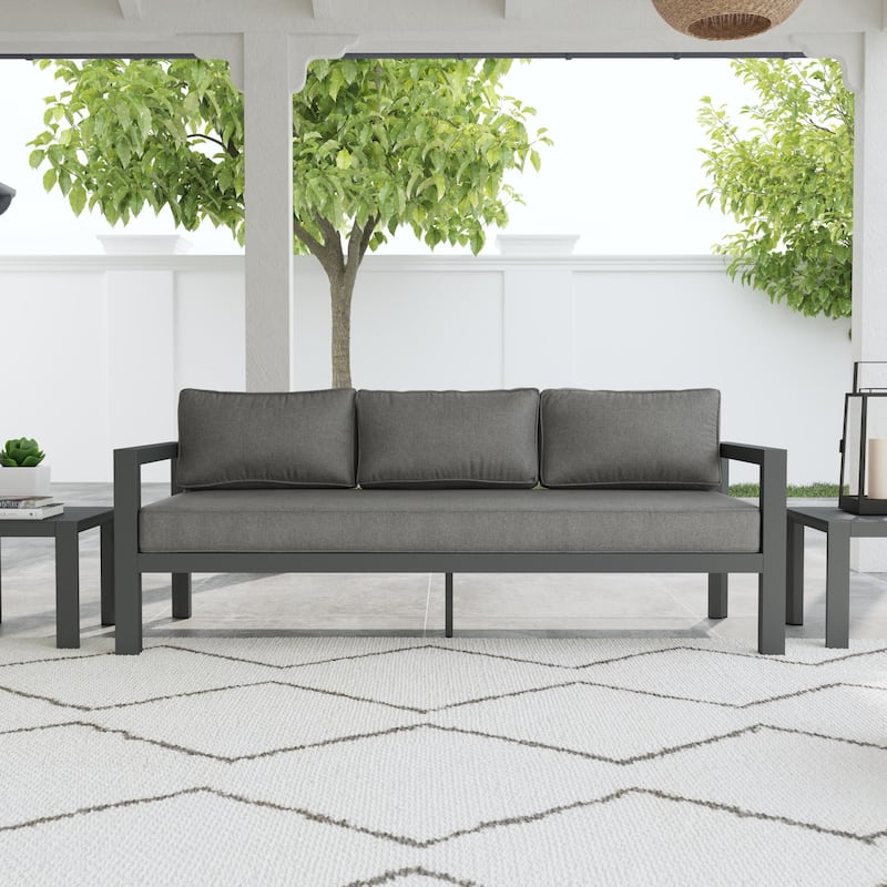 Grayton Gray Aluminum Outdoor Aluminum Sofa - 81" x 32" x 29"
