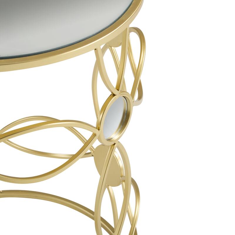 Modern Glass Top Side Table with Decorative Frame