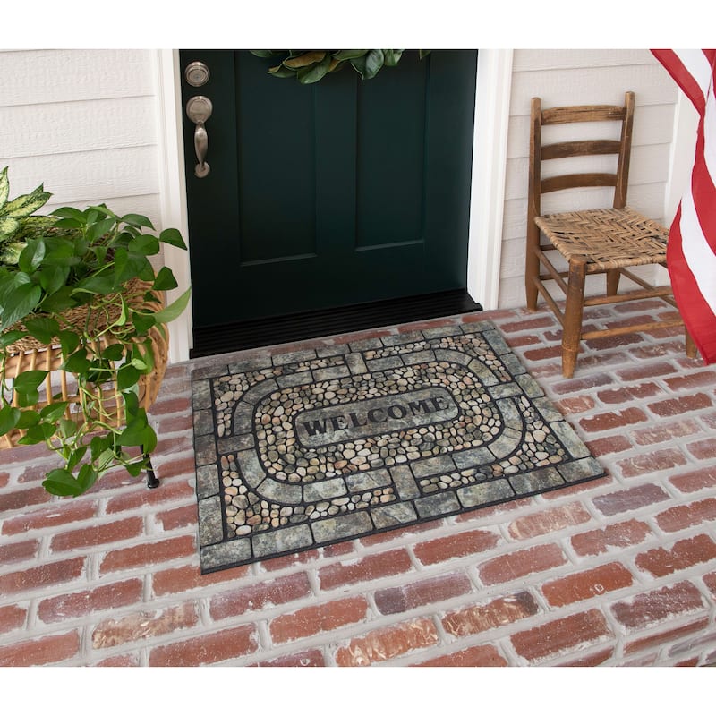 Mohawk Home Welcome Garden Pebbles All Weather Recycled Rubber Door Mat - 1'11" x 2'11"