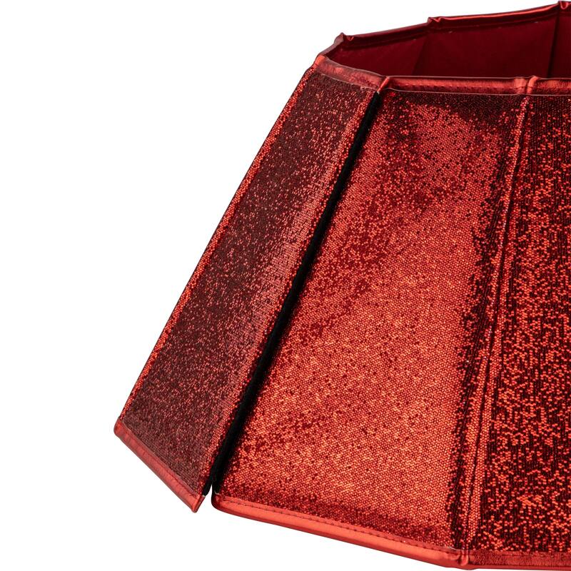 26" Glittery Red Fabric Hexagonal Christmas Tree Collar