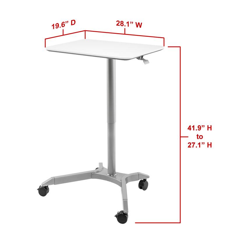 airLIFT XL 28" Pneumatic Height Adjustable Sit-Stand Mobile Laptop Computer Desk Cart