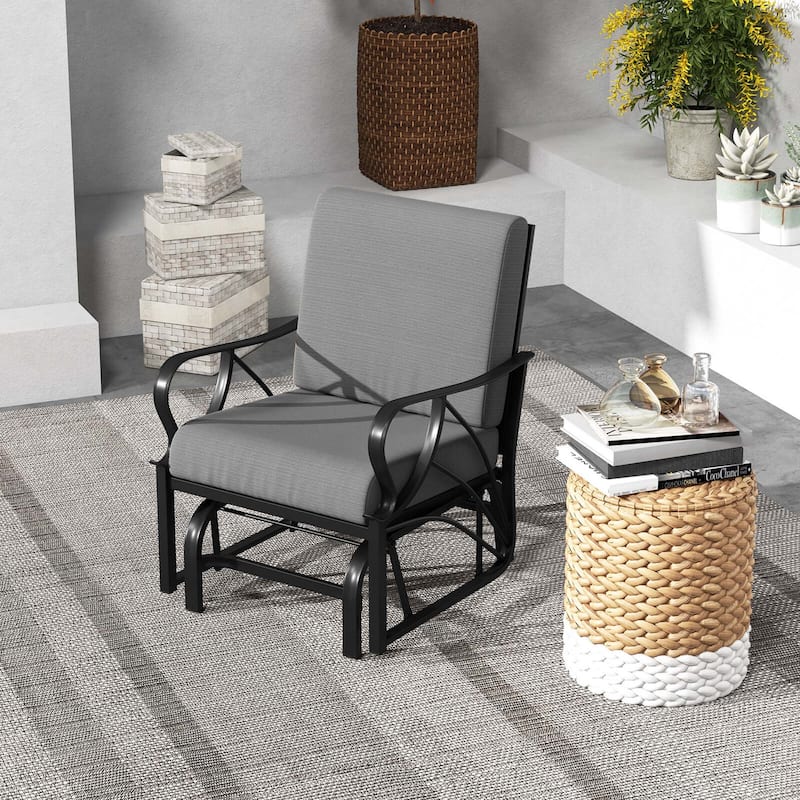 Costway Patio Rocking Chair with Cushion Heavy-Duty Metal Frame Smooth - See Details - Grey