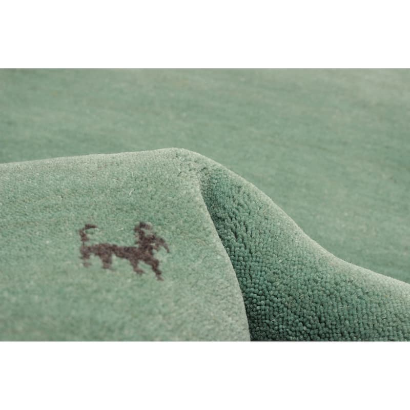 Kashkuli Gabbeh Teal Rug 4'11" x 4'11" - 4'11 x 4'11