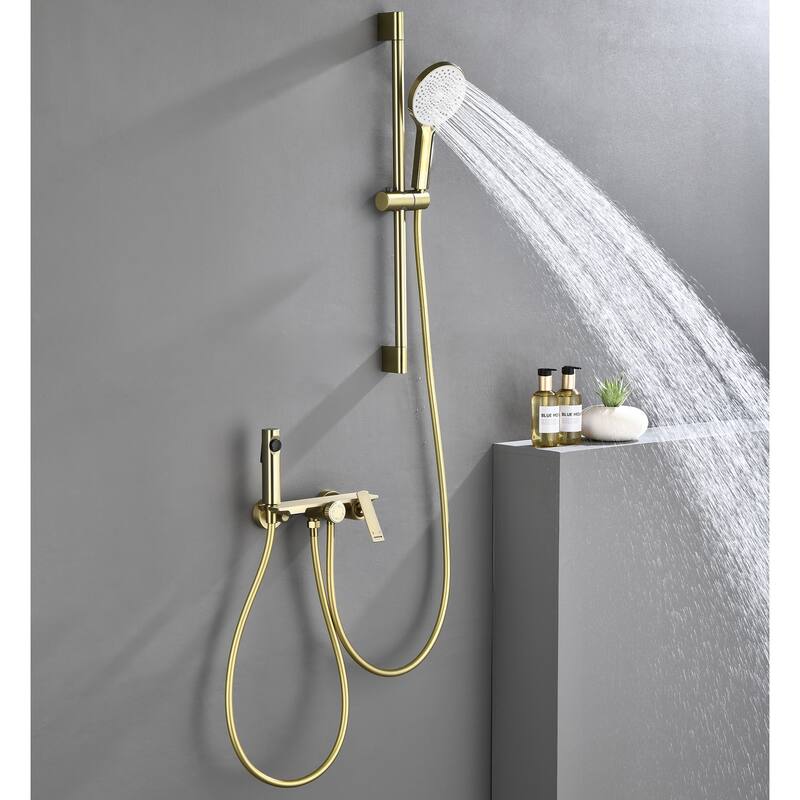 Modern Matte Black Wall Mounted Bathtub Faucet Shower System