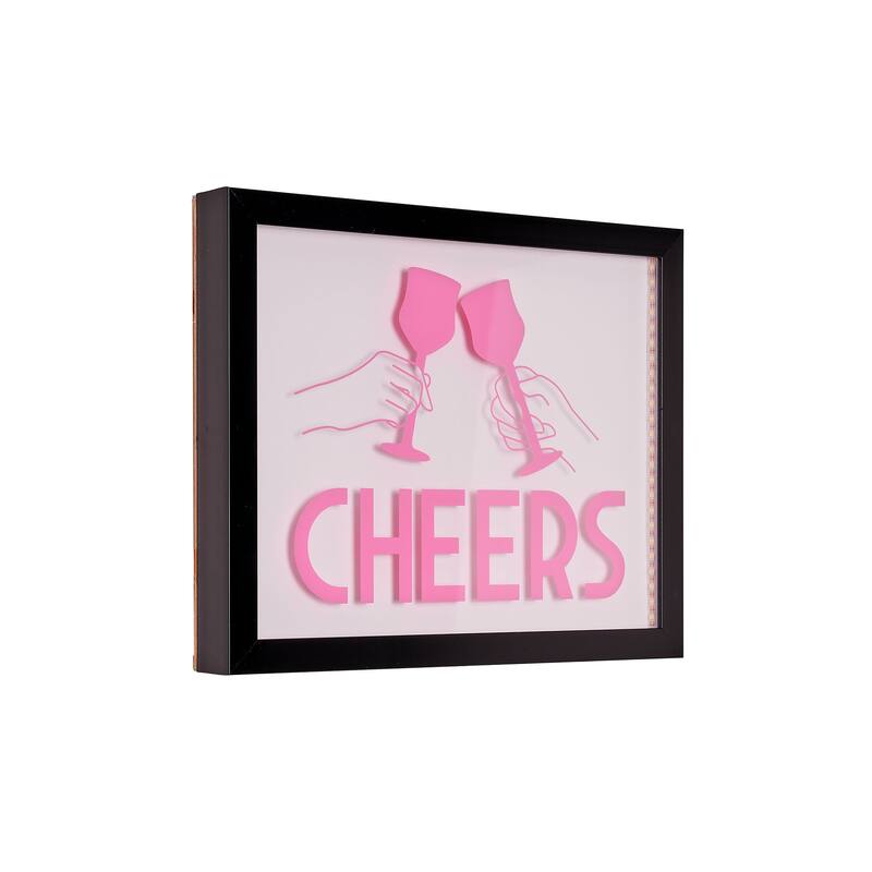 American Art Decor Tipsy Printed Cheers LED Light Box Wall Sign - 14" x 11" x 1.6" - 14" x 11" x 1.6"