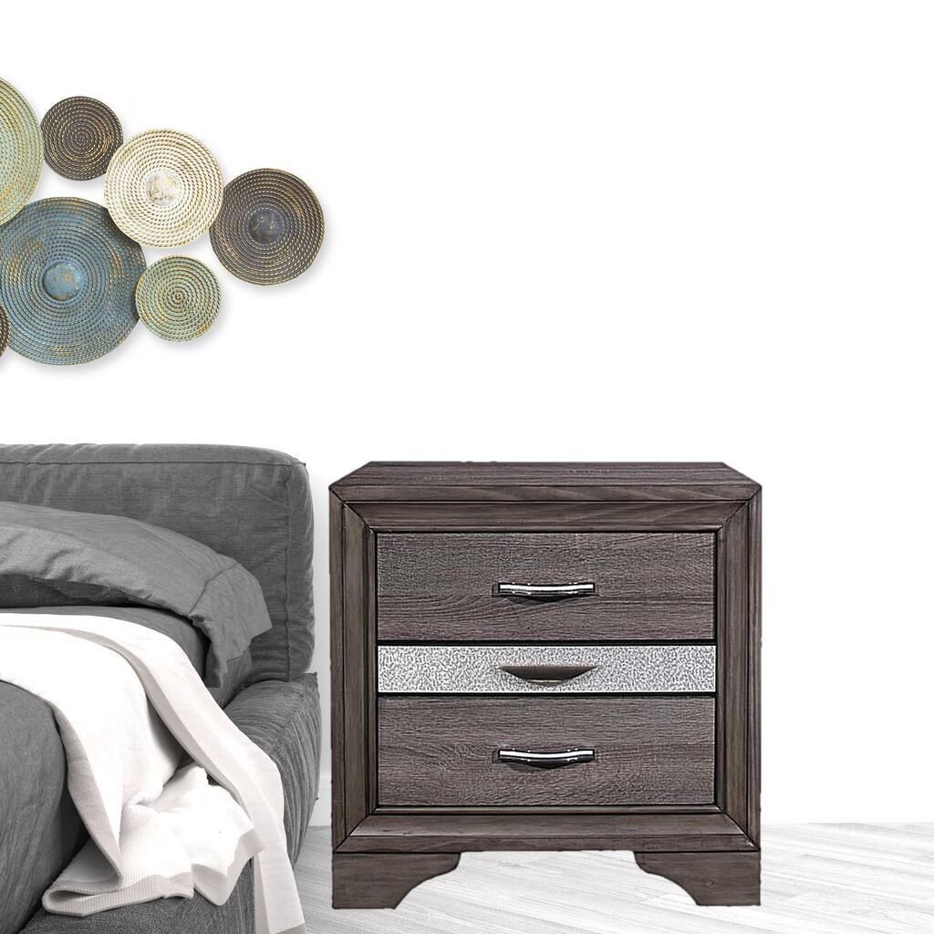 HomeRoots 27" Gray Two Drawer Nightstand
