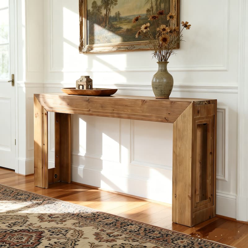 63" Solid Wood Console Table, Narrow Entryway Table For Entrance ,Living Room