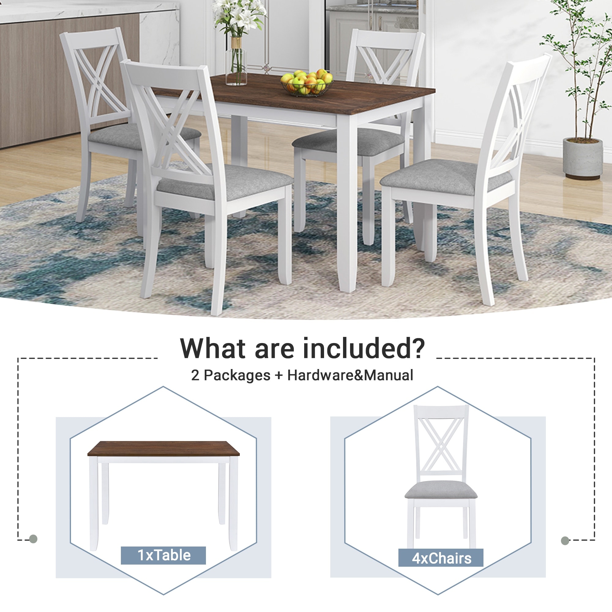 White dining table best sale set 4 seater