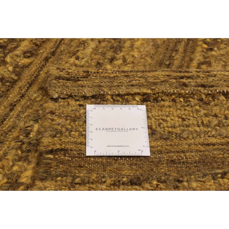 ECARPETGALLERY Flat-Weave Natural Gold Wool Tapestry Kilim - 6'7 x 6'5