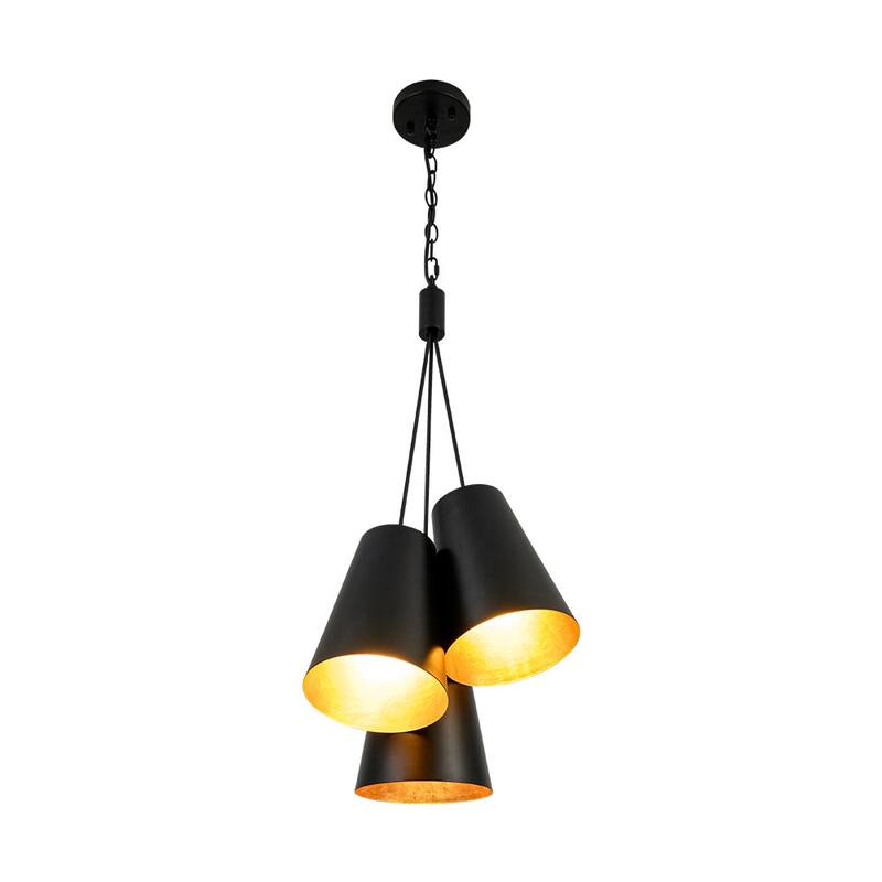 Scandinavian 3-Light Cluster Iron Cone Shade Pendant Chandelier