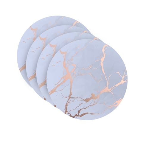 Dainty Home Marble Cork Coaster Set of 4 Round in Rose Gold