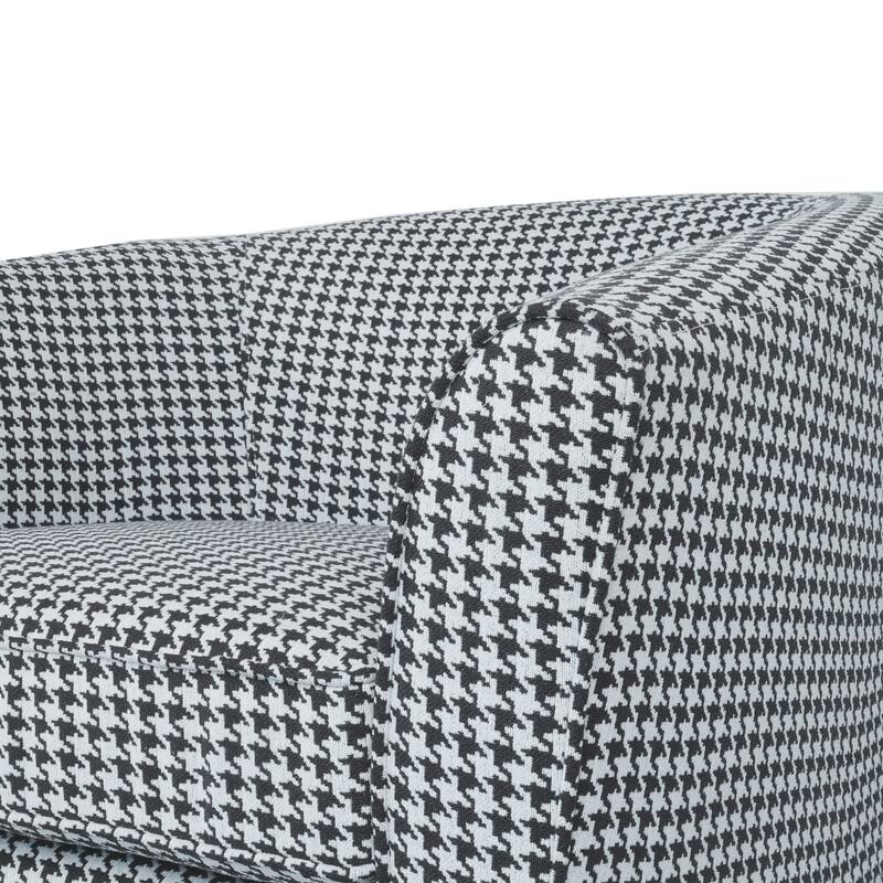 Houndstooth Swivel Chair with Metal Base, Modern Upholstered Accent Armchair, Home Theater Single Sofa with Flared Arms