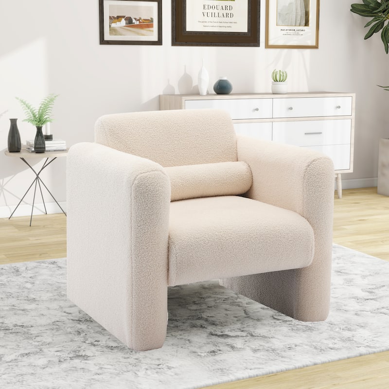 Modern ArmChair Sherpa Fabric Upholstered Accent Chair