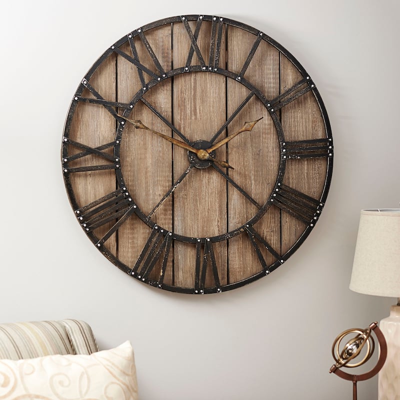 Household Essentials Carbon Loft Maunchly Roman Numerals Vintage Wall Clock