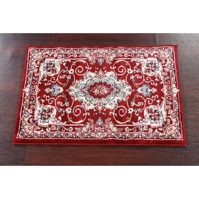 Red Floral Medallion Transitional Turkish Rug Oriental Carpet