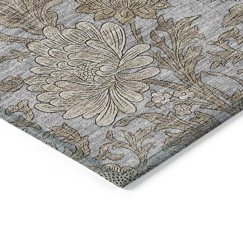 Machine Washable Indoor/ Outdoor Chantille Floral Rug