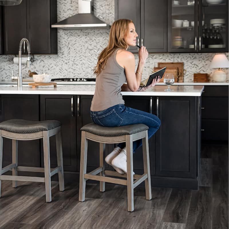 Maven Lane 26" Adrien Saddle Kitchen Counter Height Stool