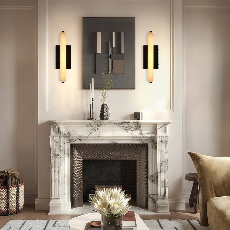 KAYLA Alabaster Wall Sconce, 19" Natural Marble Wall Sconce