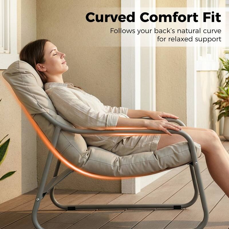 Outdoor Papasan Lounge Chair with Ottoman and Cushion for Patio Balcony Porch Deck