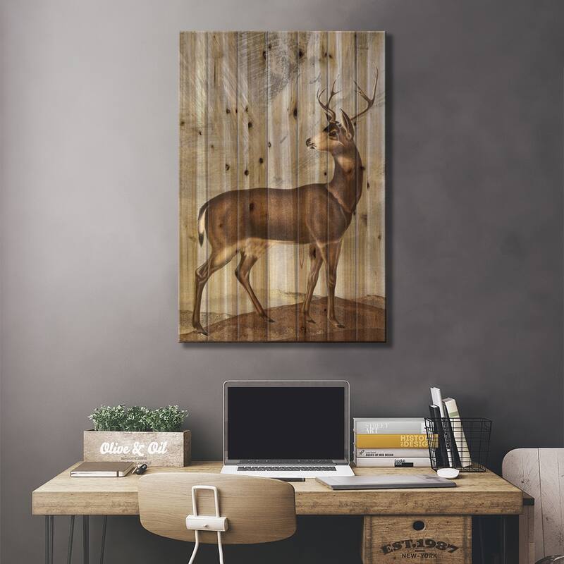 Posing Deer II Print On Wood by Karen Smith - Multi-Color
