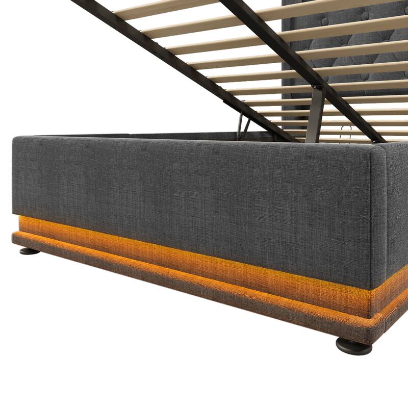 Upholstered Bed with 360 LED Function & USB Charging