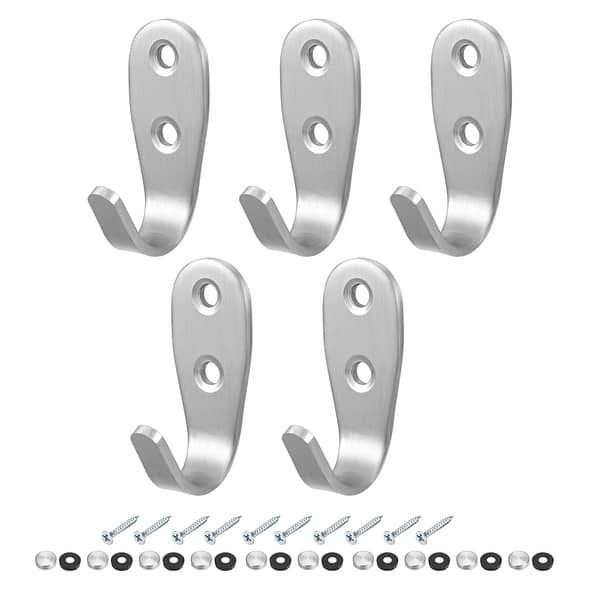 Uxcell 5 Pcs Wall Mounted Hook Robe Hooks Single Bags Hanger with Screws, Stainless Steel | Harfington