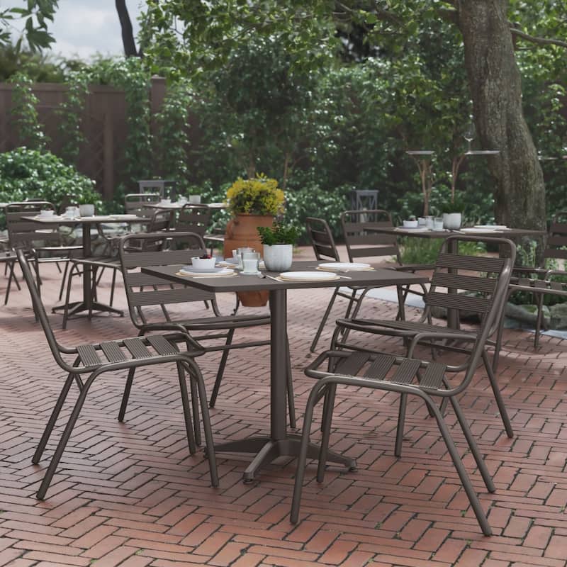 4PK Commercial Aluminum Indoor-Outdoor Restaurant Stack Chair - Triple Slat Back