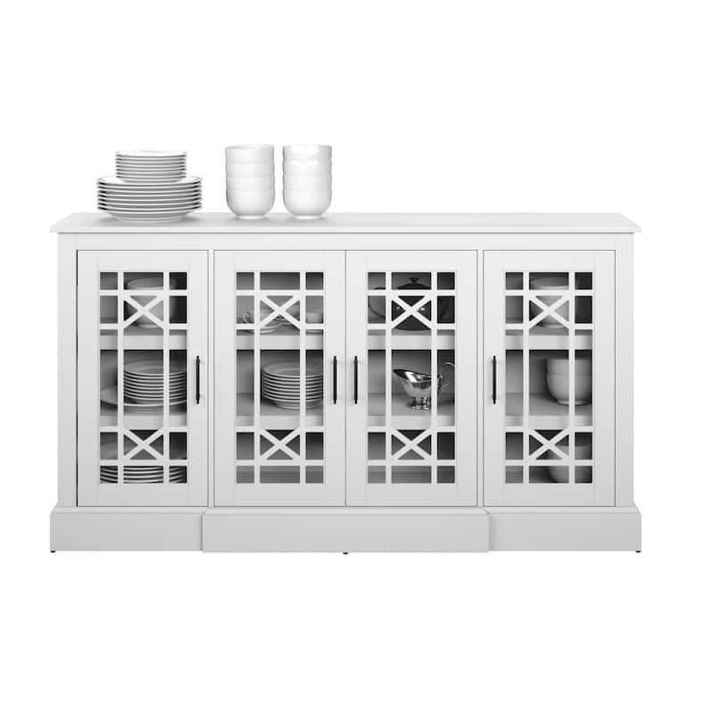 Buffet Sideboard with Decorative Glass Cabinet Doors