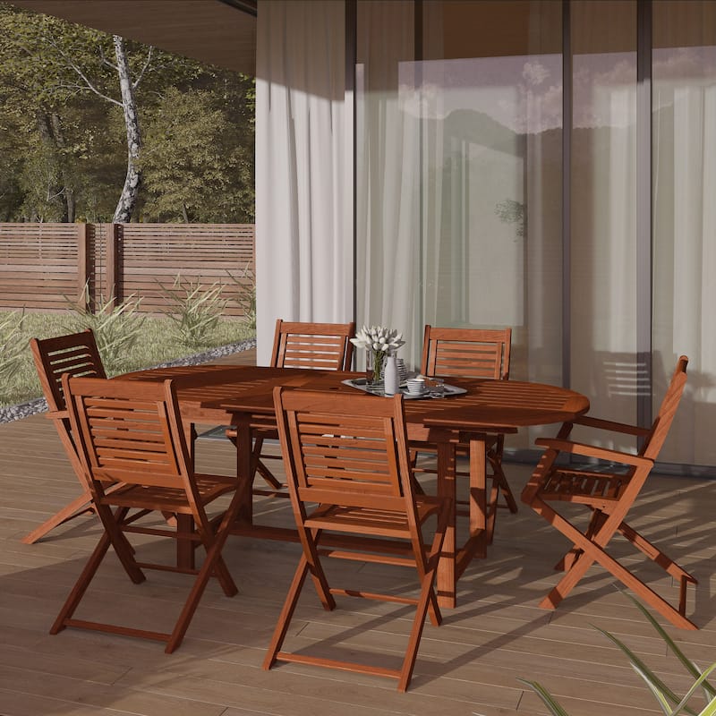 Amazonia Extendable 7-piece Patio Dining Set - Brown