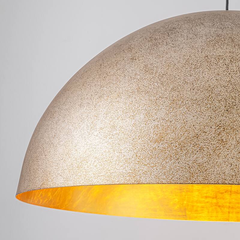 3-Light 31" Industrial Dome Brass&Gold Foil Pendant Light Large Kitchen Island Lighting - 31.49 in. W × 16.53 in. H