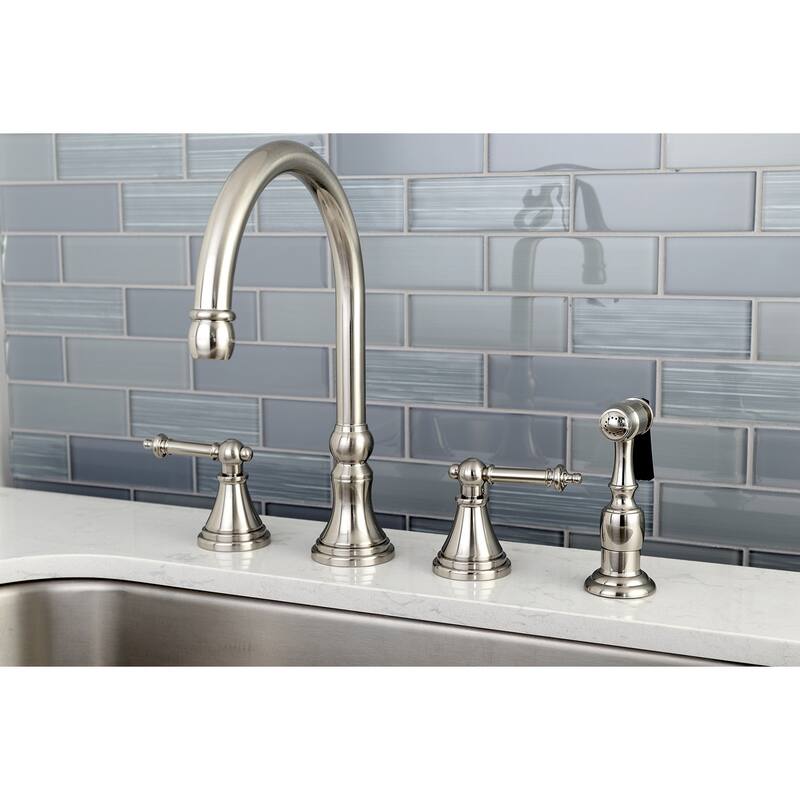 Kingston Brass Templeton Deck Mount Widespread Kitchen Faucet with Brass Sprayer