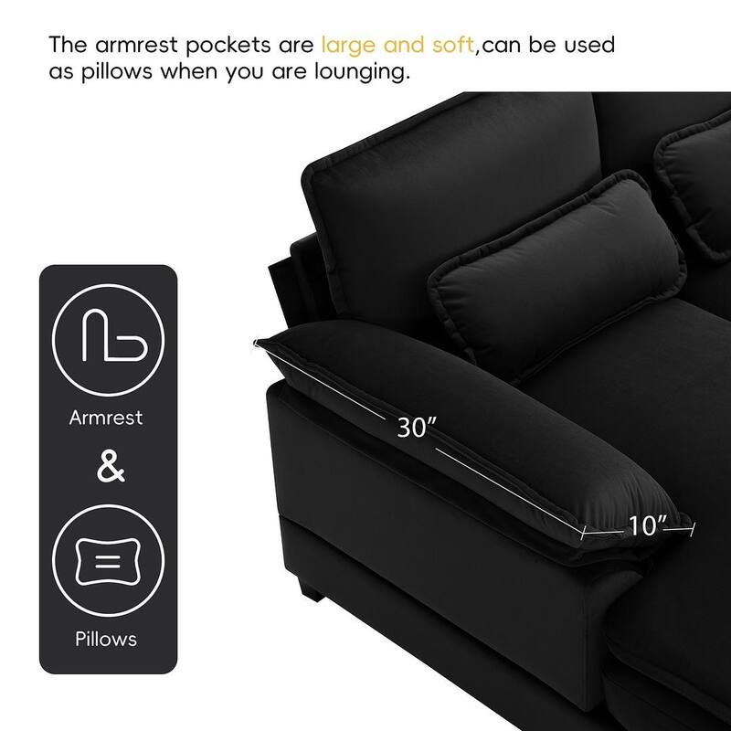 6-seat U-shaped Sectional Sofa, Sleeper Sectional with Waist Pillows for Living Room, Apartment