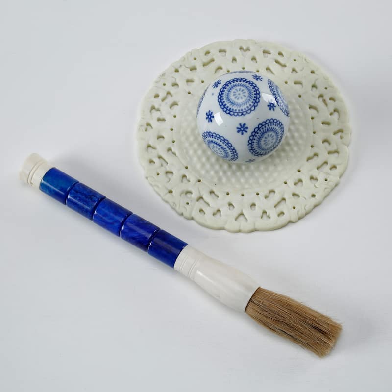 Artissance 15" Purple Blue Cylindrical Jade Calligraphy Brush