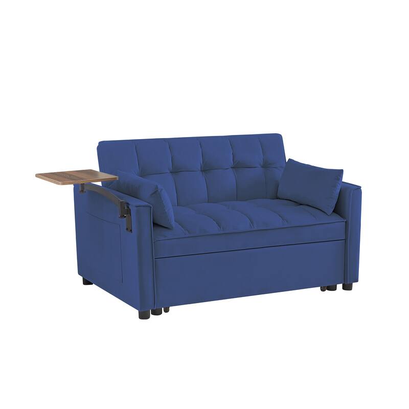 3-in-1 Convertible Sleeper Sofa Bed, Loveseat with Side Pockets, Small Lounge Sofa with Adjsutable Backrest and Lumbar Pillow