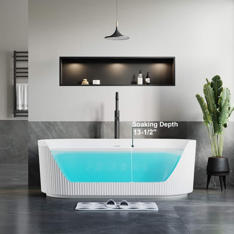 Repose 67" Fluted Acrylic Soaking Tub - Oval - 31D x 67W x 23H