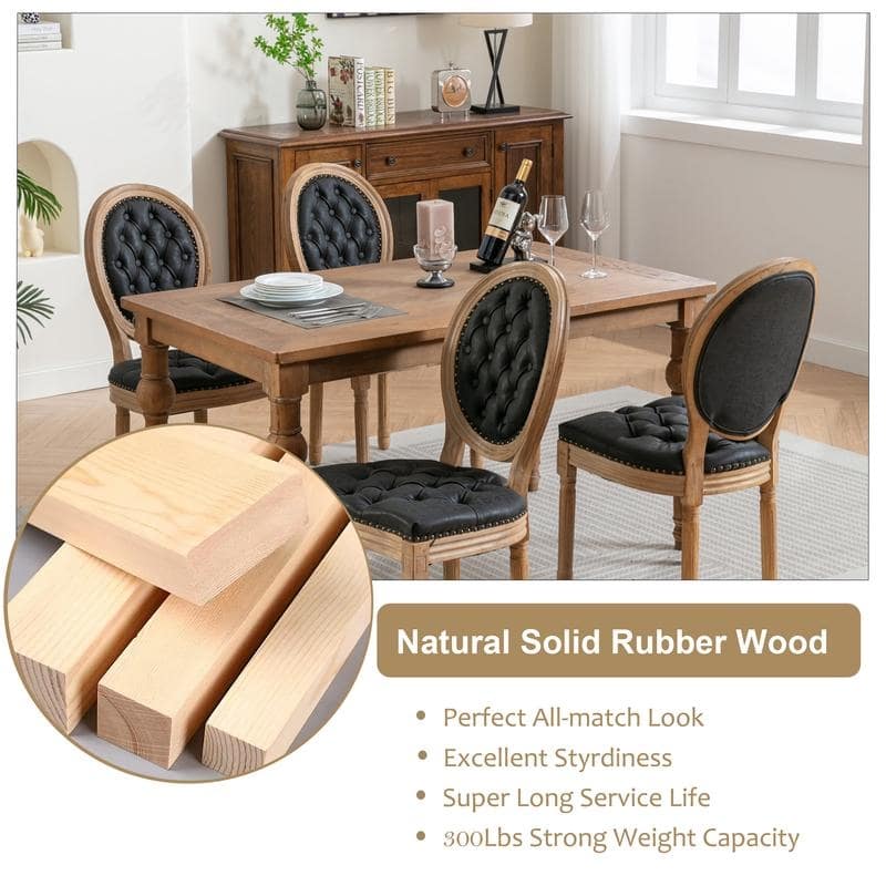 French Style Solid Wood Dining Chair with Nailhead Set of 6