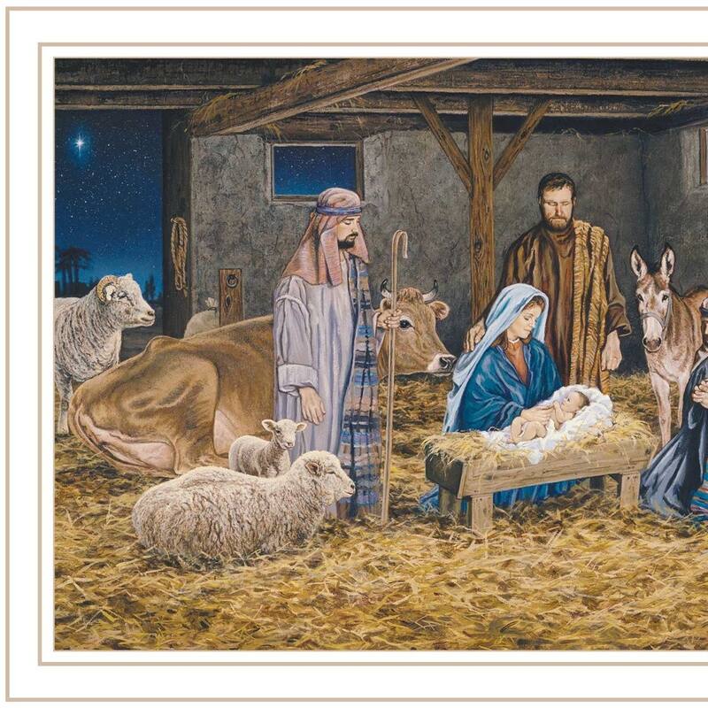 HomeRoots The Birth of Christ White Framed Wall Art